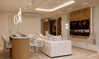 Luxurious modern living room with elegant lighting and stylish decor