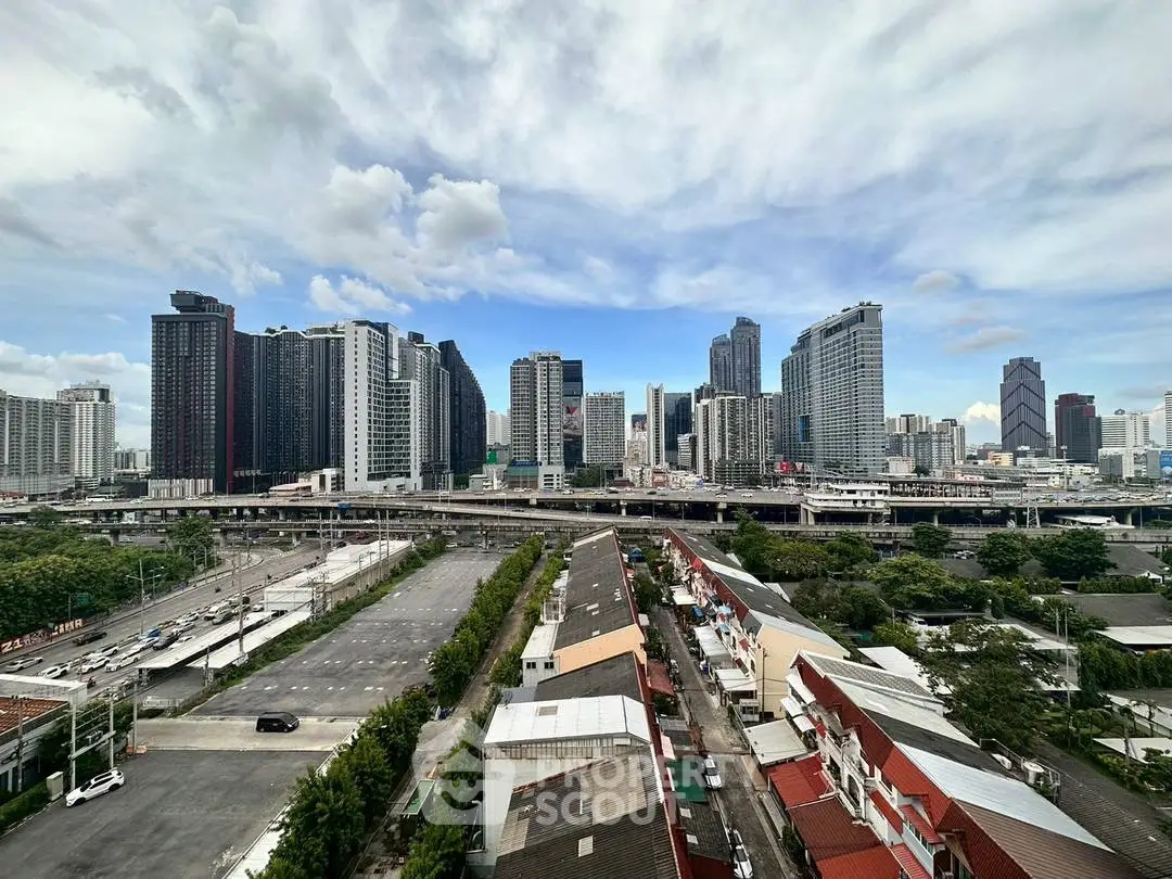 Stunning cityscape view showcasing modern skyscrapers and urban landscape under a vibrant sky.