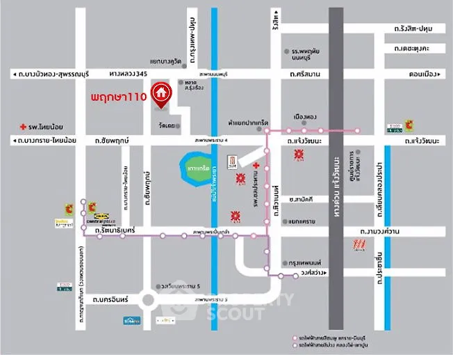 Detailed map showcasing real estate location with nearby amenities and roadways.