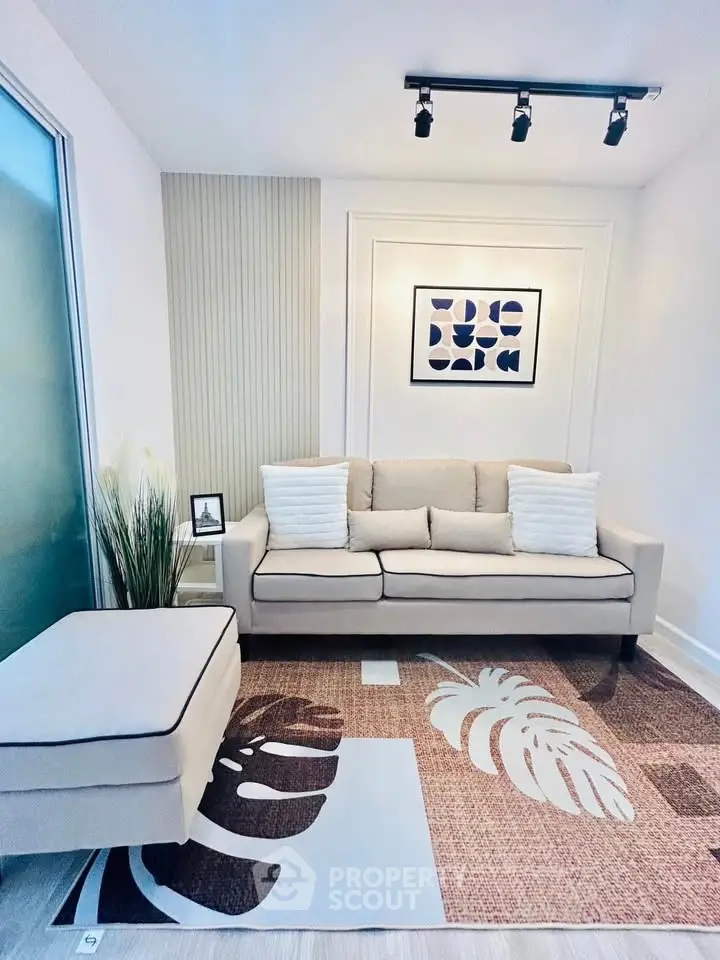 Stylish living room with modern decor and cozy seating area