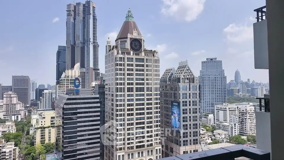 Stunning cityscape view showcasing modern skyscrapers and urban architecture under a clear blue sky.