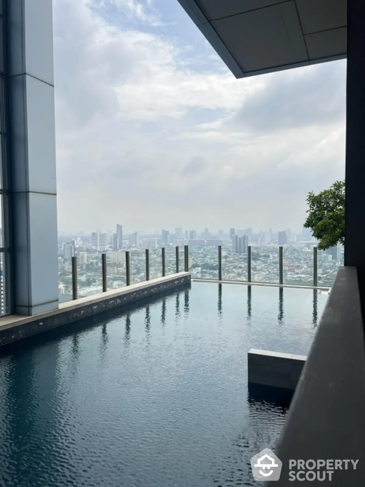 Stunning rooftop pool with panoramic city skyline views