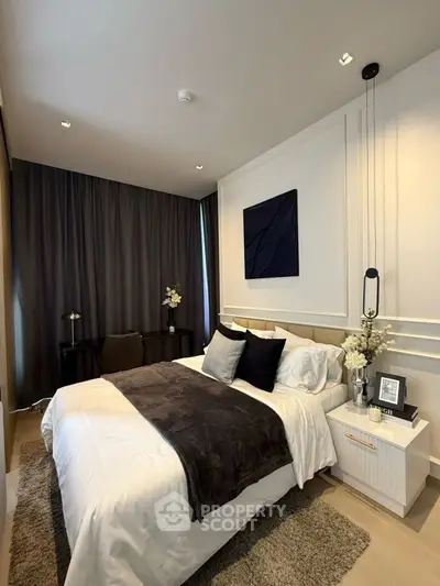 Luxurious bedroom with elegant decor and cozy ambiance