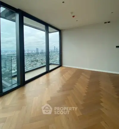 Spacious corner unit with stunning city view and elegant wooden flooring.