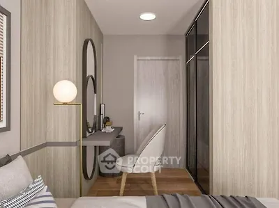 Modern bedroom with stylish decor and sleek furniture design