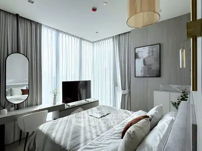 Luxurious modern bedroom with elegant decor and natural light