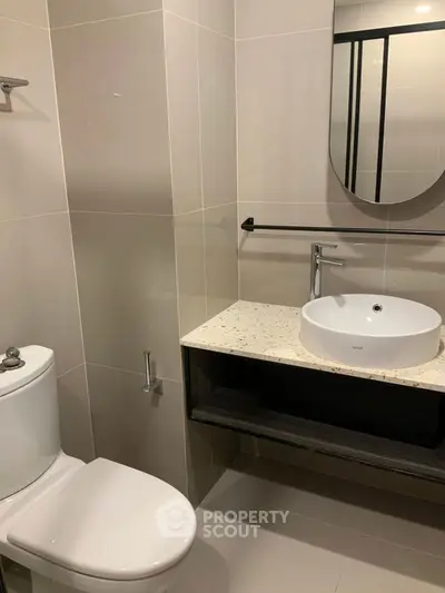 Modern bathroom with sleek fixtures and elegant design