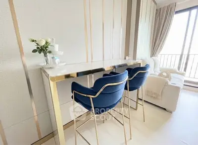 Luxurious modern living room with elegant bar seating and natural light