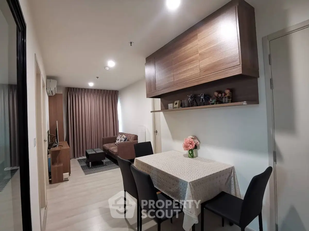 Modern living room with dining area and stylish decor