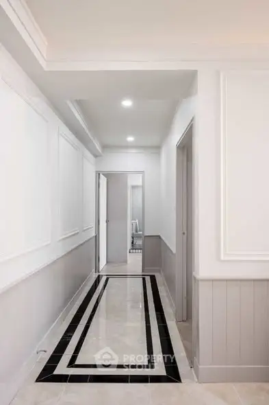 Elegant hallway with modern design and stylish wall paneling