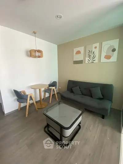Modern living room with stylish furniture and decor