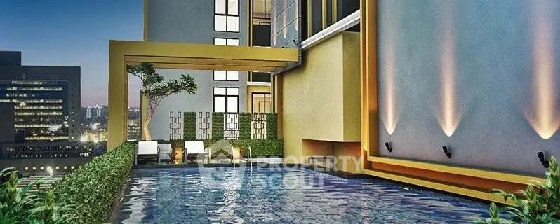 Luxurious rooftop pool with city view and modern design