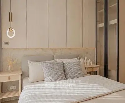 Elegant modern bedroom with stylish decor and soft lighting