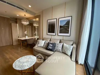 Luxurious living room with elegant decor and chic furniture in modern apartment.