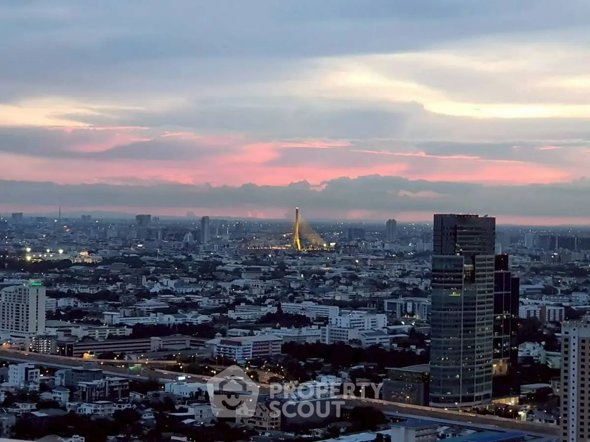 Stunning cityscape view with iconic skyline at sunset