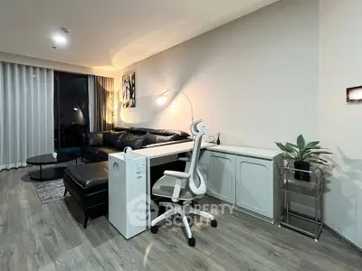 Modern living room with sleek furniture and stylish decor, perfect for urban living.