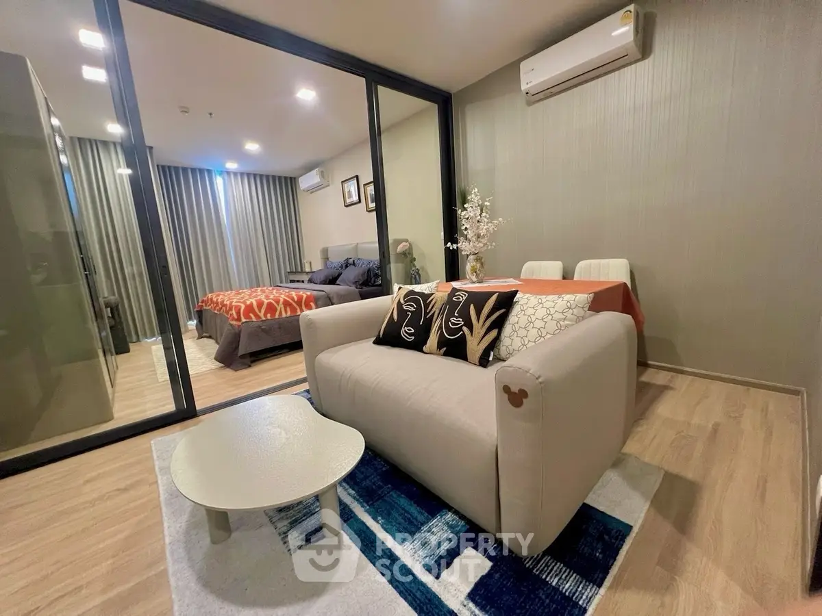 Modern studio apartment with stylish decor and open layout