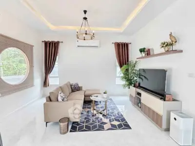 Modern living room with stylish decor and natural light