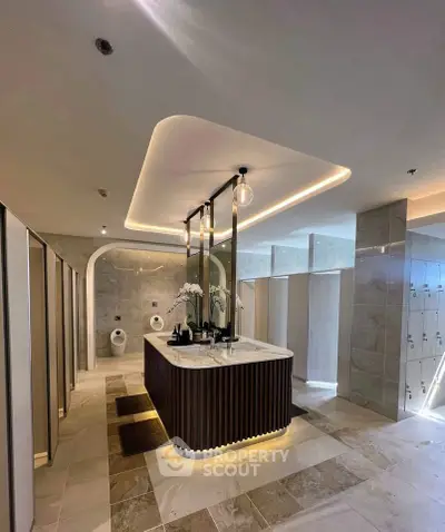 Luxurious modern bathroom with elegant lighting and sleek design