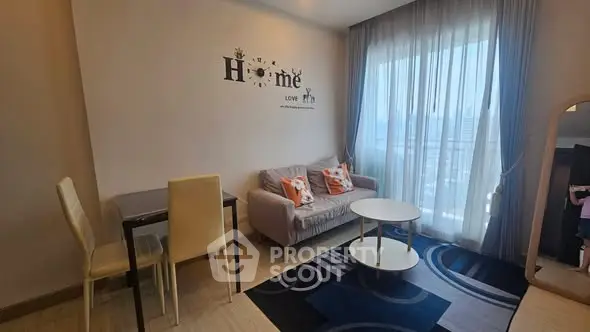 Cozy living room with modern decor and natural light