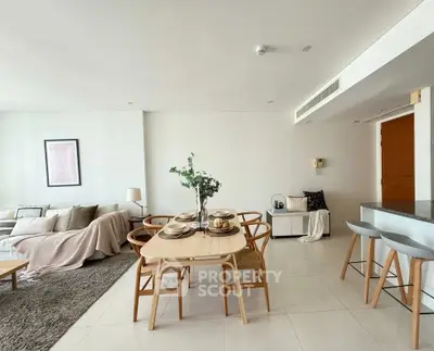 Spacious modern living room with dining area and stylish decor