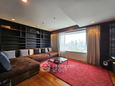 Luxurious living room with stunning city view and elegant decor