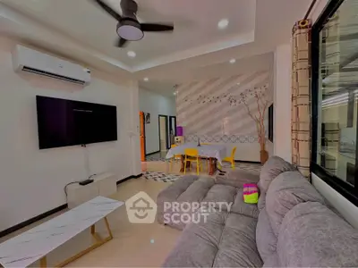 Modern living room with stylish decor and comfortable seating