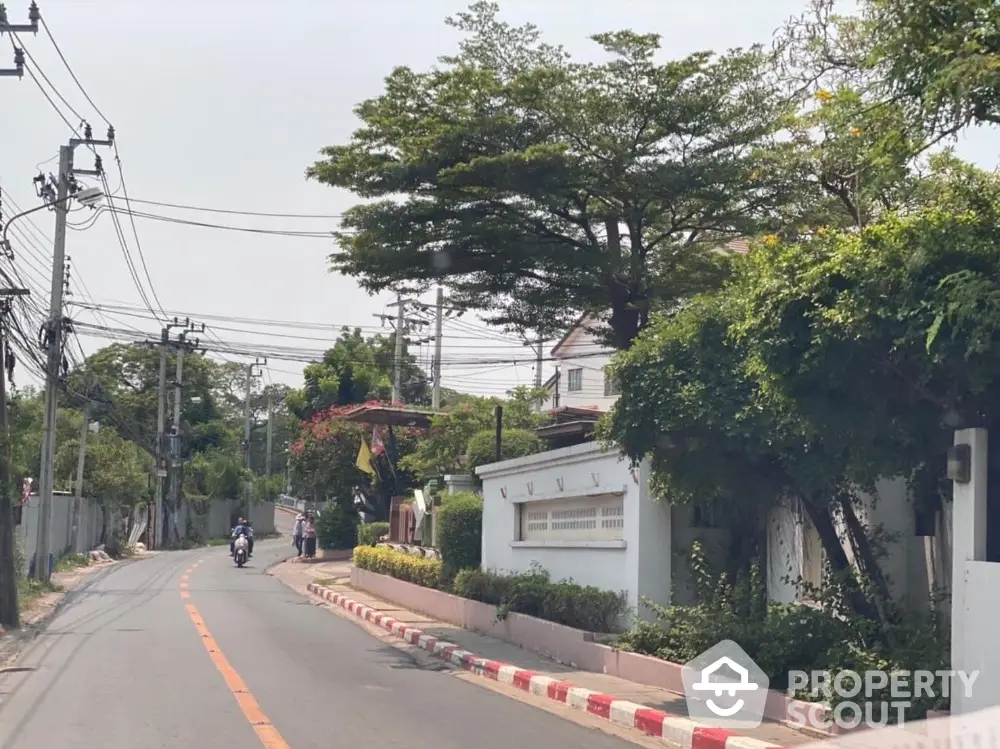 Charming residential street with lush greenery and cozy homes, perfect for serene living.