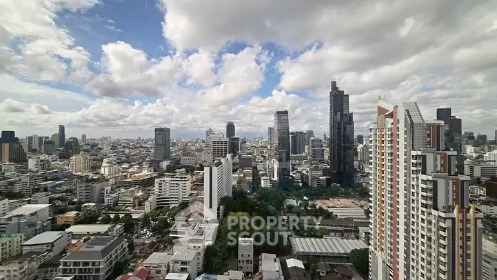 Stunning cityscape view showcasing modern skyscrapers under a vibrant sky.