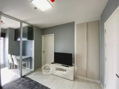 Modern living room with sleek design and natural light