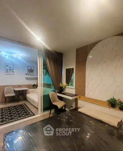 Modern living room with stylish decor and cozy ambiance