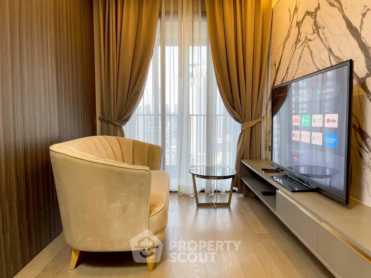 Luxurious living room with elegant decor and modern TV setup