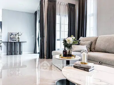 Luxurious modern living room with elegant decor and natural light