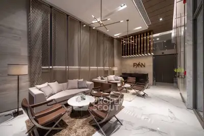 Luxurious modern lobby with elegant seating and stylish lighting
