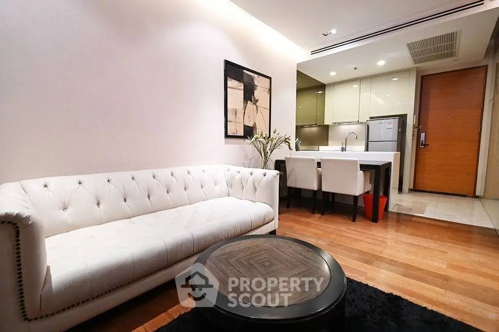 Modern living room with stylish furniture and open layout