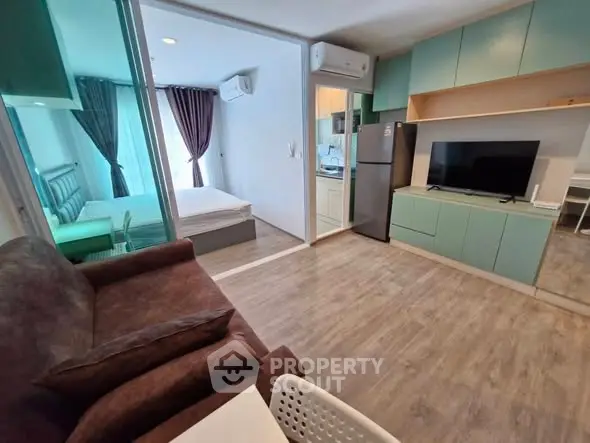 Modern studio apartment with open layout and stylish furnishings