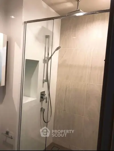Modern bathroom with sleek shower design and elegant tile work