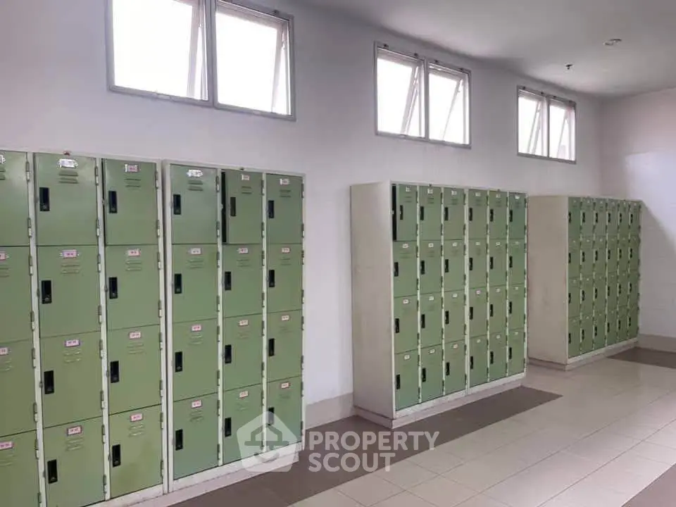 Spacious locker room with ample storage in modern building
