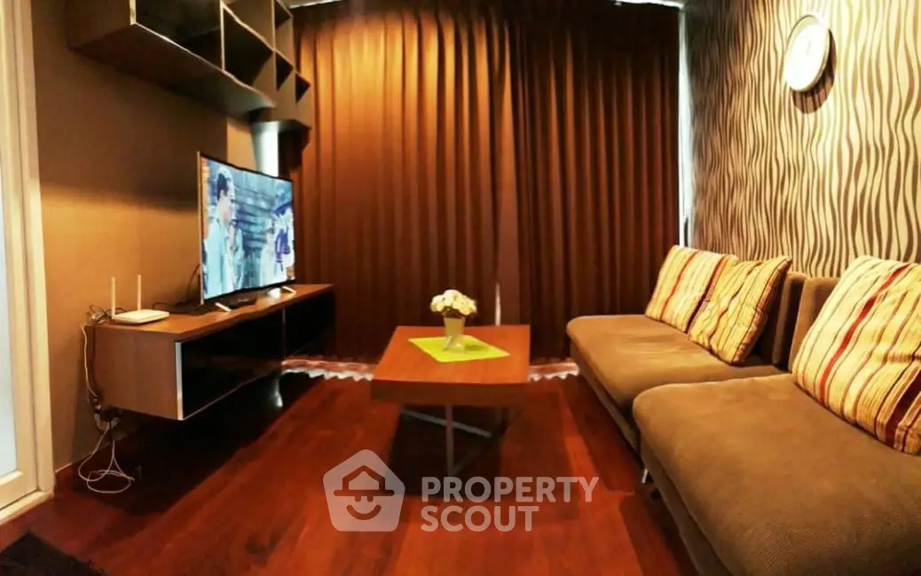 Stylish living room with modern decor and cozy seating area