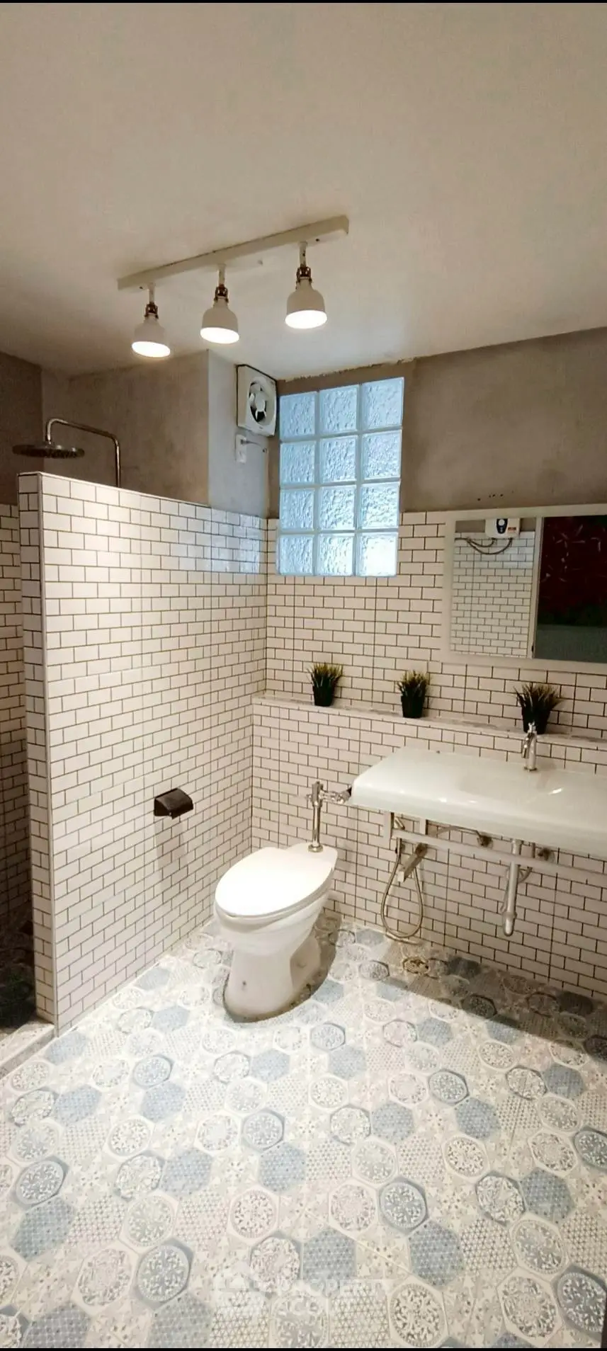 Modern bathroom with stylish tiles and sleek fixtures