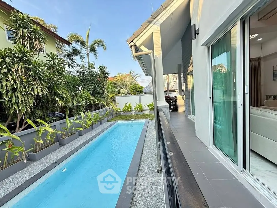 Luxurious villa with private pool and lush garden, perfect for relaxation and entertaining.