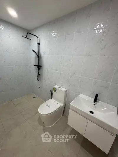 Modern bathroom with sleek fixtures and minimalist design