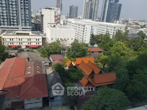 Stunning cityscape view with modern high-rises and traditional architecture, perfect for urban living enthusiasts.