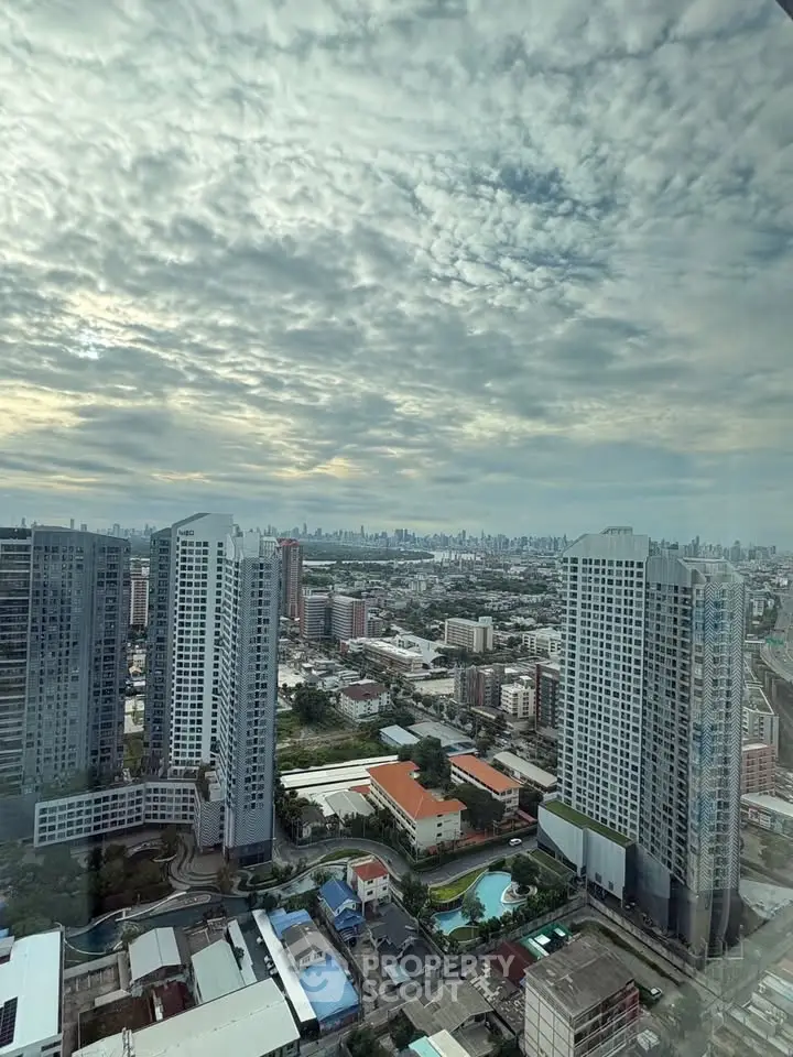 Stunning cityscape view from high-rise building with expansive skyline and modern architecture.