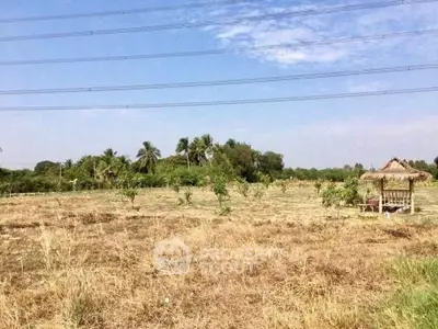 Expansive land plot with lush greenery and clear blue sky, ideal for development or agriculture.