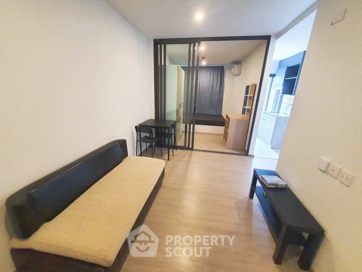 Modern studio apartment with open layout and stylish furnishings