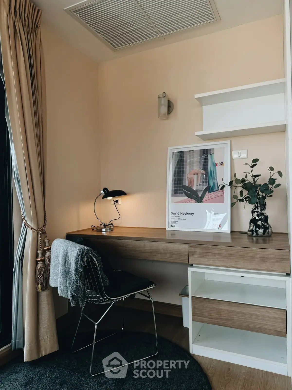 Stylish home office with modern desk and decor