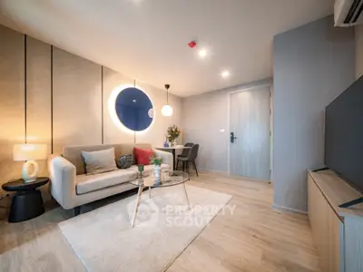 Modern living room with stylish decor and cozy ambiance