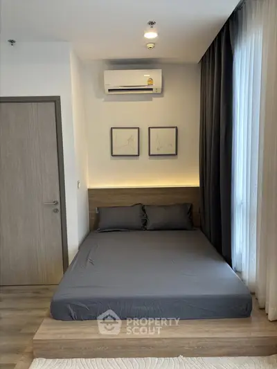 Modern bedroom with sleek design and cozy ambiance