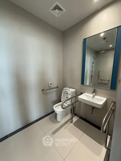 Modern bathroom with accessible features and sleek design
